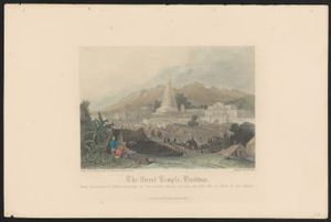 The great temple, Hurdwar, with procession of Hindu pilgrims at the grand annual festival on their way to wash in the Ganges